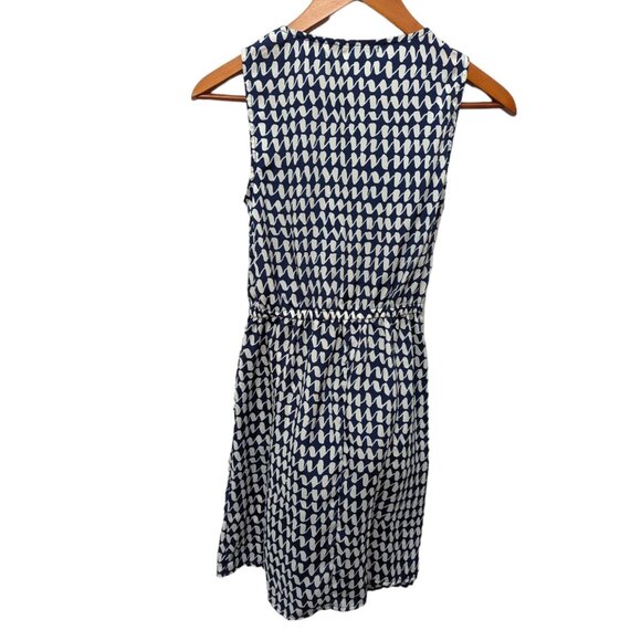 BeBop Blue White Pattern Sleeveless V-Neck Summer Dress Fit Flare Size Small S - Picture 5 of 6